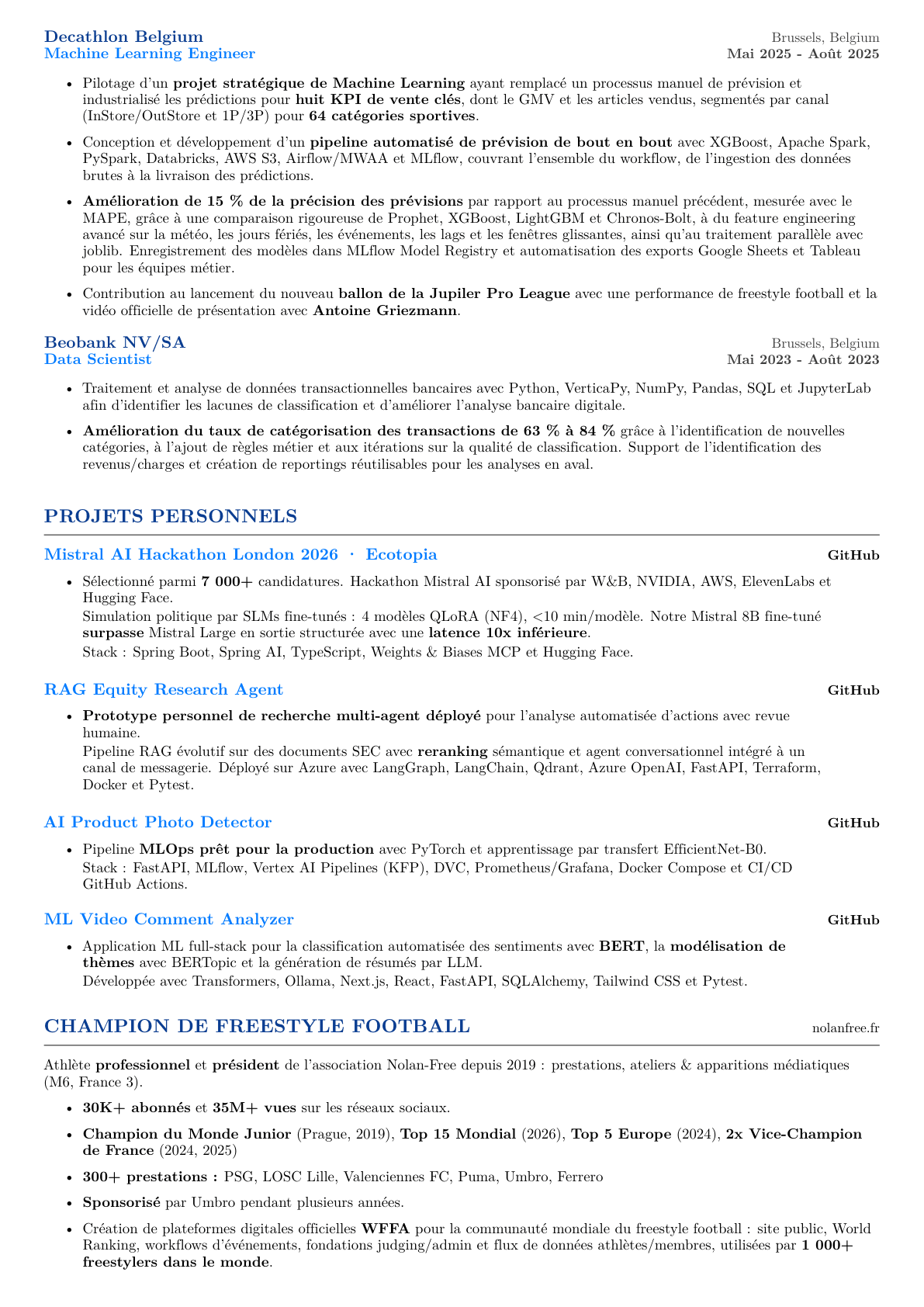 Aperçu du CV de Nolan Cacheux en français · page 2